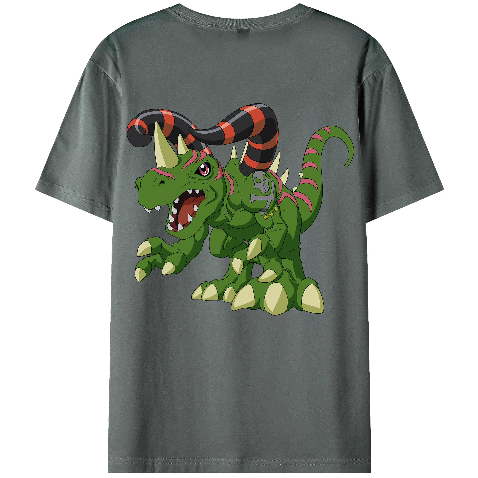 （画像用） Digimon デジタルモンスター/デジモン 綿100％ メンズ半袖Tシャツ（バックプリント） 通気性